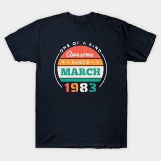 Retro Awesome Since March 1983 Birthday Vintage Bday 1983 T-Shirt